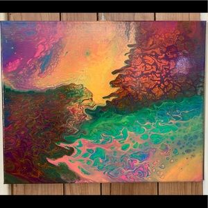 Acrylic pour painting neon 16x20